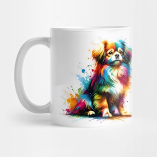 Tibetan Spaniel in Vibrant Abstract Splash Artwork Mug